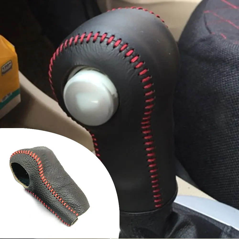 

Muchkey Leather Gear Knob Stick Covers AT For SKODA Fabia 2008 2009 2010 2011 2012 2013 Non-slip Automatic Shifter