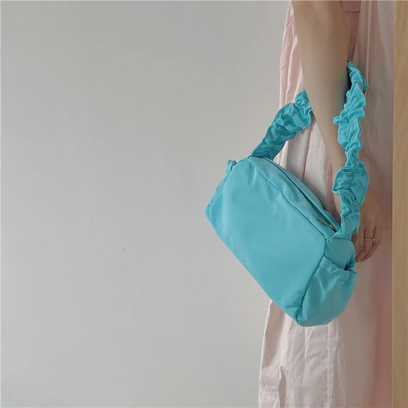 

Nylon Pleated Shoulder Bag 2021 Summer Trendy Underarm Bag Designer Handbags Luxury Mini Brands Crossbody Bags For Women