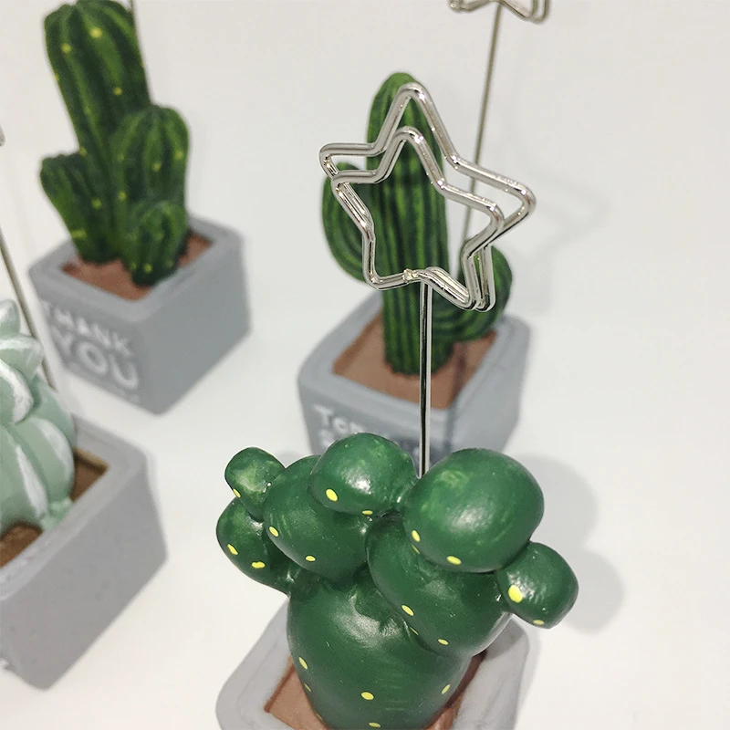 Korea Desktop Cute Cactus Styling Resin Plant Photo Folder Creative Message Postcard Clip Holder | Канцтовары для офиса и дома