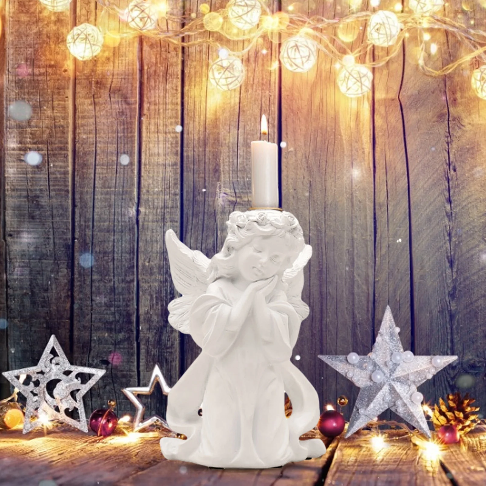 

Angel Candle Holder Resin Craft Ornaments Cute European Style Candlestick Statue Holiday Gifts Home Office Decoration 2021 New