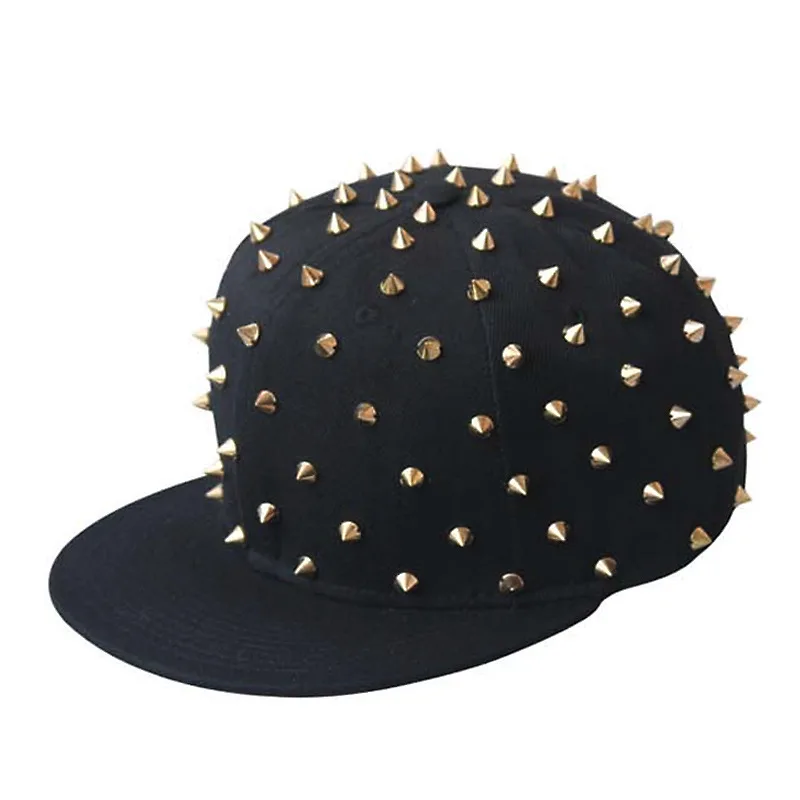 

Adult Hip Hop PUNK Rock Full Spike Studs Rivets Snapback Caps Men Bboy Cool Flat Peaked Baseball Hats