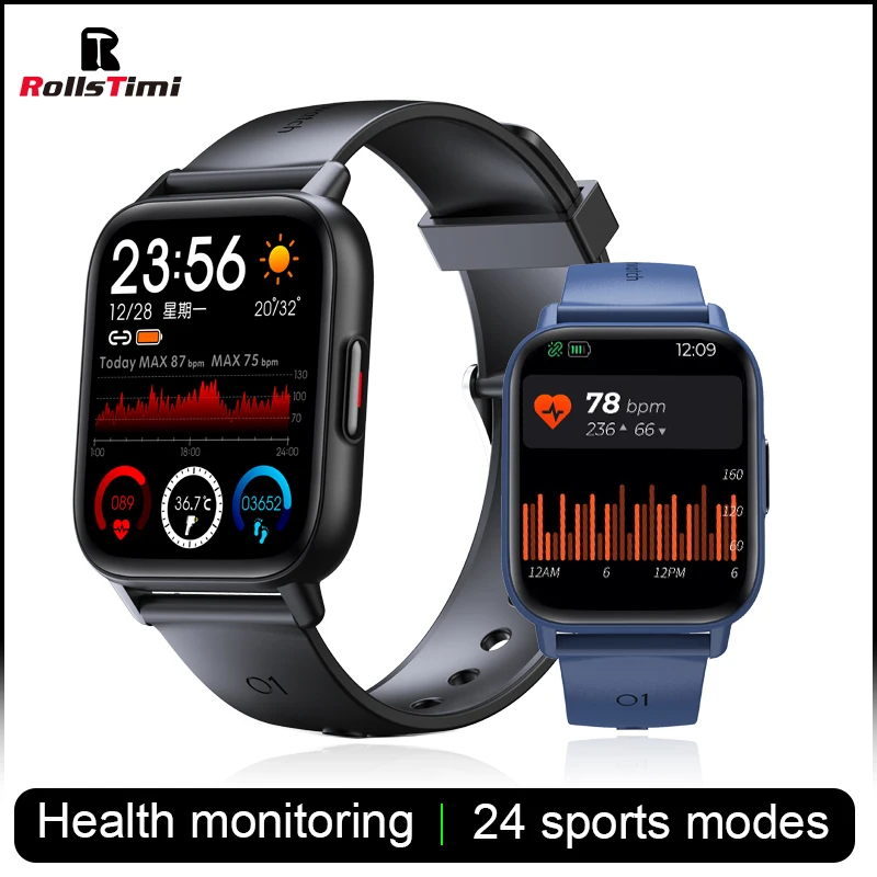 

Rollstimi Full touch Men's Smart Watch Wristband Sports Heart Rate Monitor Waterproof Bluetooth For ios Android Fitness Tracker