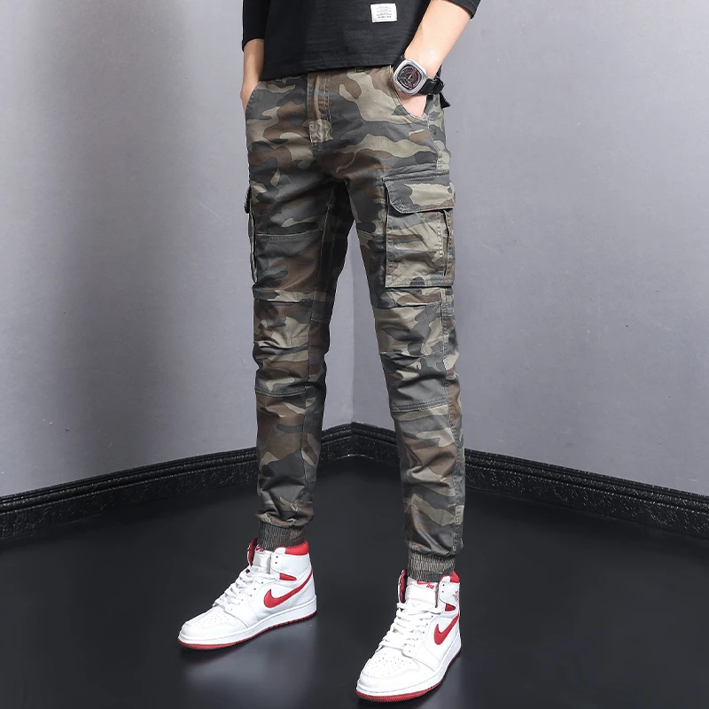 

Newly Designer Fashion Men Jeans Multi Pockets Military Camouflage Casual Cargo Pants Streetwear Hip Hop Joggers Men Overalls