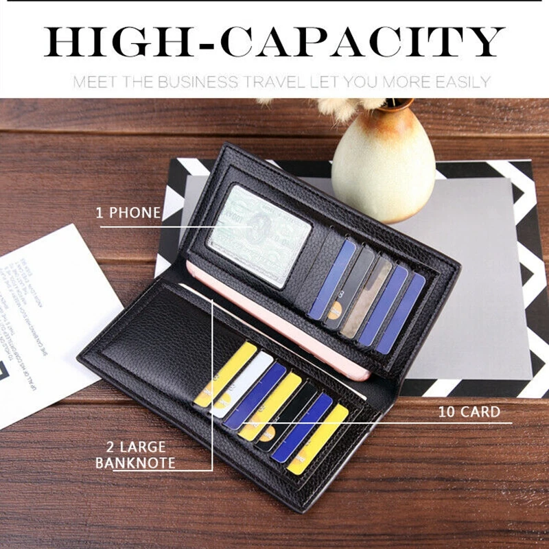 Новинка мужской Роскошный кошелек двойного сложения Длинный клатч для