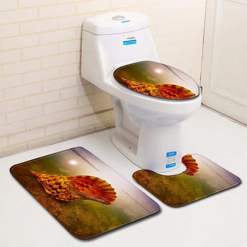 Крышка для унитаза ванная комната с видом на море 3 шт. Нескользящие рыбные весы