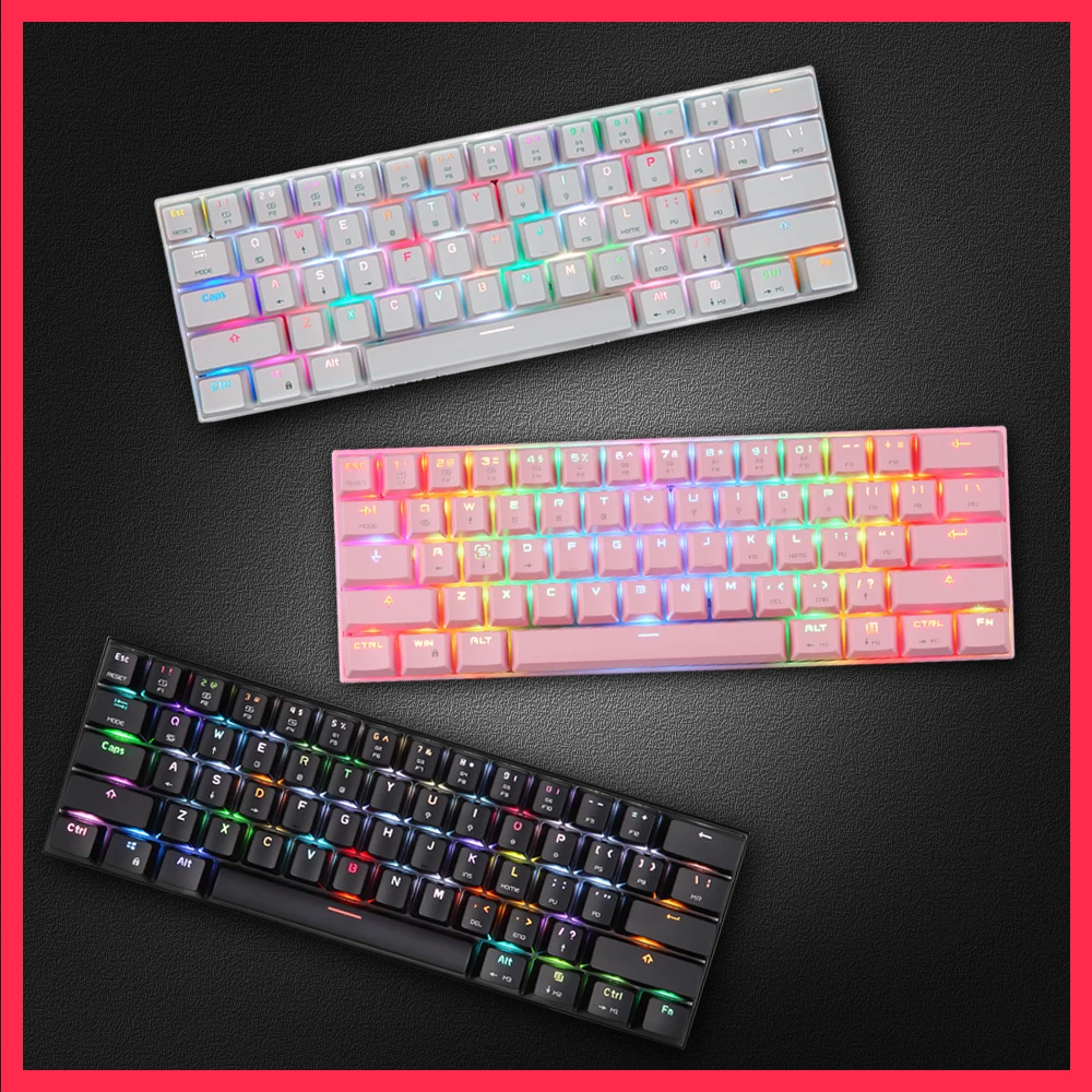 Беспроводная механическая клавиатура Motospeed CK62 игровая мини-клавиатура с RGB