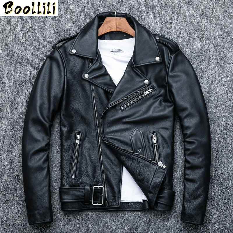 Куртка Boollili мужская из натуральной коровьей кожи мотоциклетная верхняя одежда
