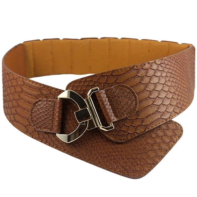 

Elastic Women's Wide Belt Fashion Cinch Belt Cummerbund Suitable For Dress Coat Metal Litchi Pattern Wide Waist Belts