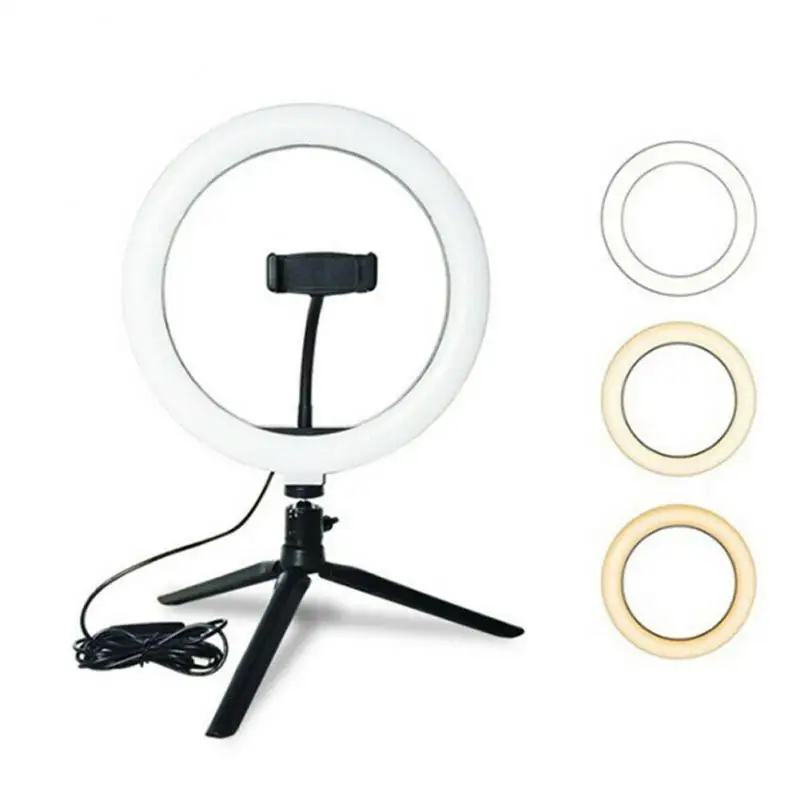 

LED Light Dimmable Selfie Ring Light USB Ring Lamp Photography Light Phone Holder Tripod Stand Makeup Led Strip Home Cocina