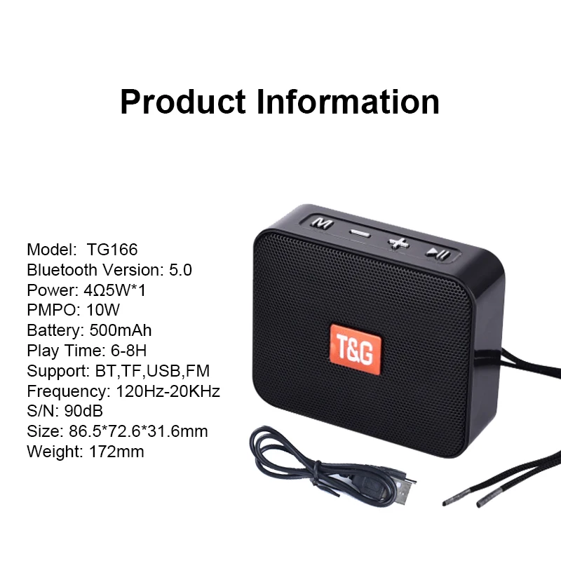Новинка музыкальный громкий Bluetooth динамик TG166 сабвуфер уличный портативный