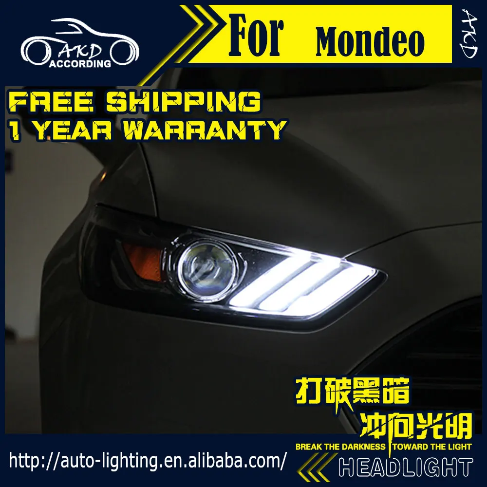 AKD автомобильный стайлинг фары в сборе для Ford Mondeo 2013-2016 Fusion LED DRL H7 D2H HID опция