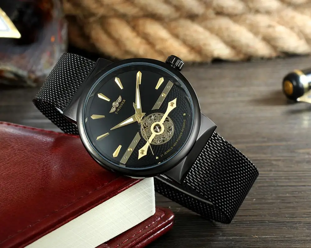 Часы наручные Winner Мужские механические модные брендовые Роскошные деловые