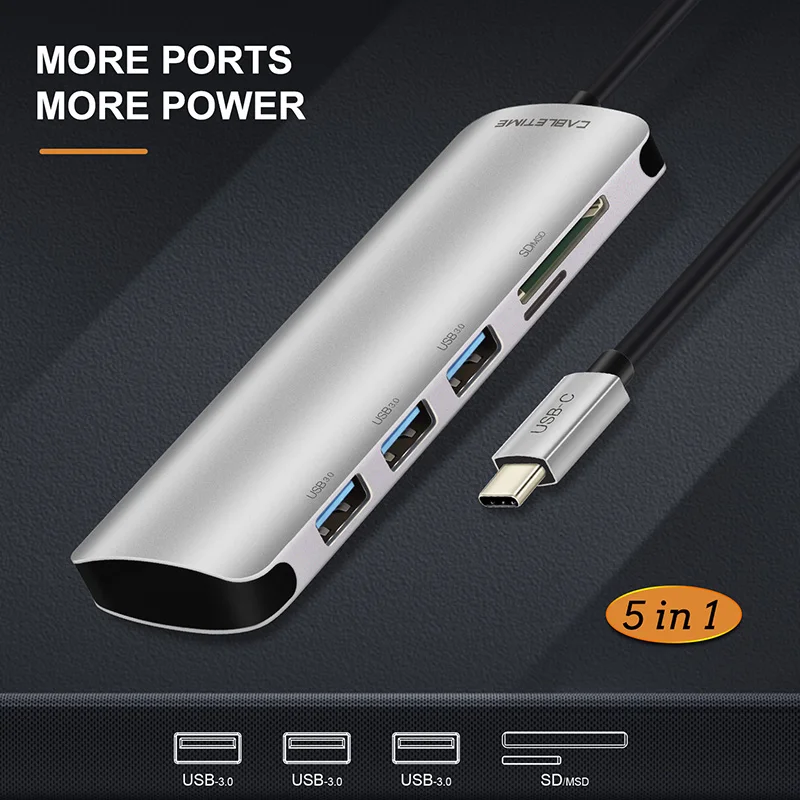 Адаптер для чтения карт 5 в 1 концентратор USB Type C 3 0 TF Micro SD usb порта ноутбуков ПК MacBook