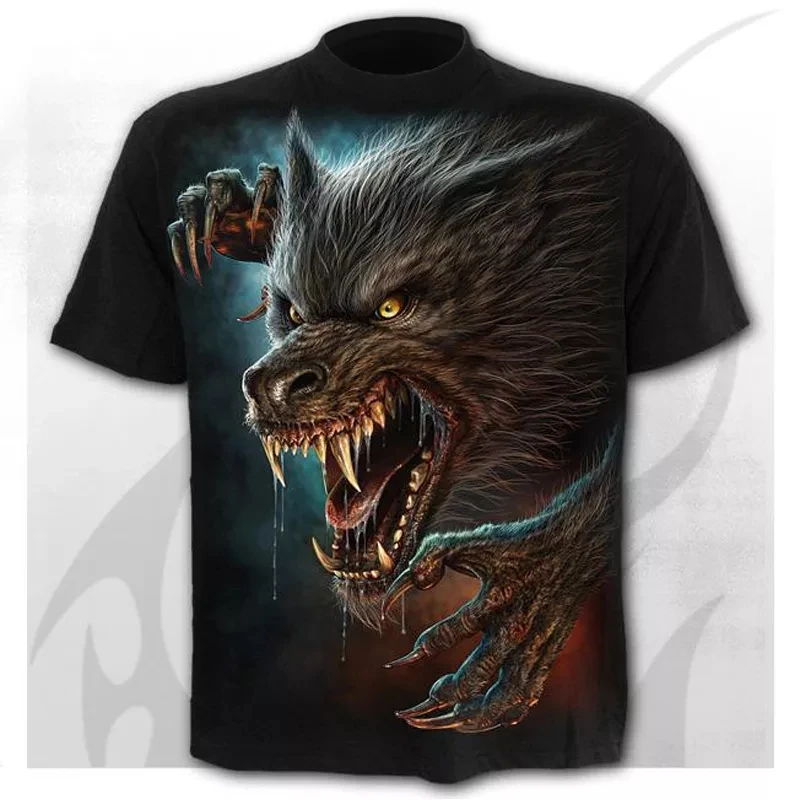 

Werewolf Pattern Men’s T-Shirts Men’s Punk Style 3D Printing T-shirt Summer Fashion Tops Boy Clothing Streetwear XXS-6XL