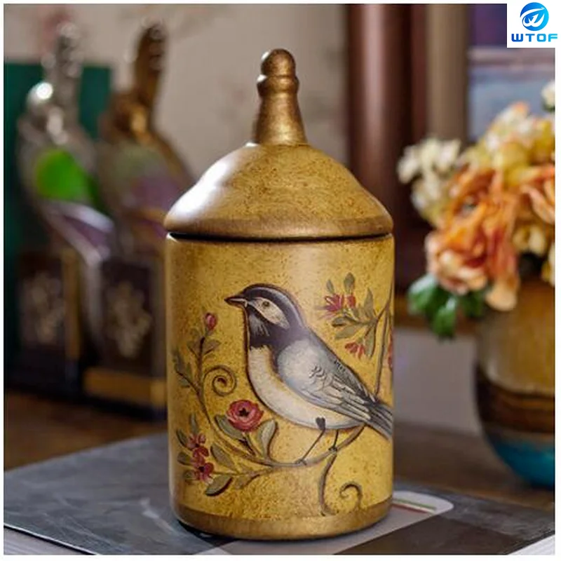 

1PCS Retro Ceramic Kitchen Storage Bottles Jars Tin Sugar Pot Organizer Painted Tea Caddy Storage Jar Canister Cans Cooking