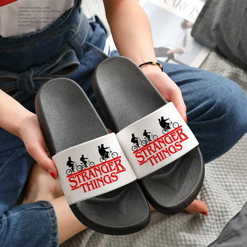 

Stranger Things print Letters print women slipper Korean version Harajuku Female Beach Shoes Slippers woman slipper