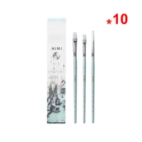 miya himi paint brushes set 3 pieces for acrylic oil gouache watercolor painting art hobbyist kids adult nylon hair wooden