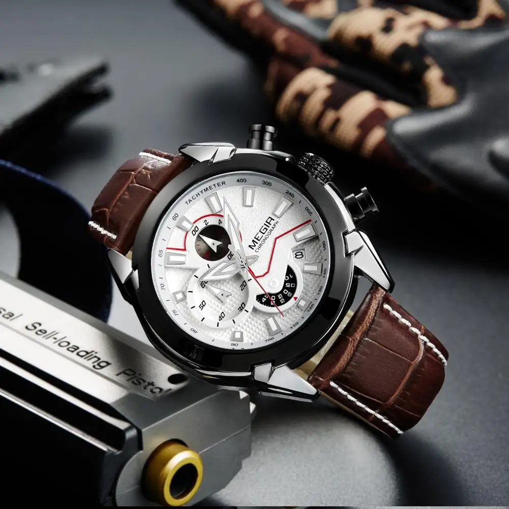 Часы MEGIR Мужские кварцевые в стиле милитари брендовые Роскошные армейские
