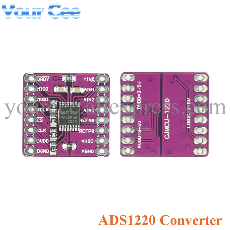 

CJMCU-1220 ADS1220 ADC 24 Bit A/D Converter Board Module I2C Low Power 24 Bit Analog-to-Digital Sensor SPI 3V-5V