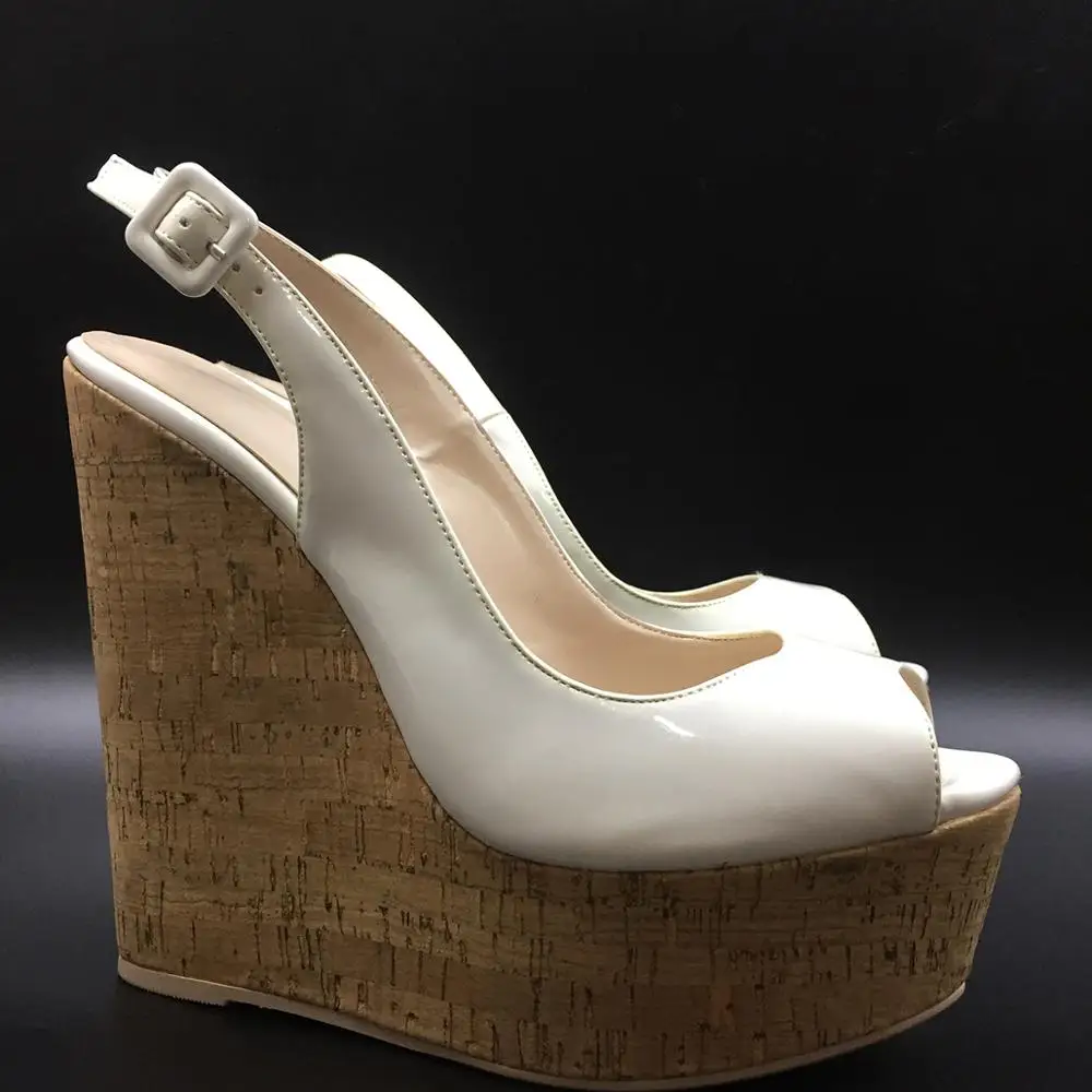 Женские босоножки на высокой подошве Aimirlly белые с ремешком пятке ручная