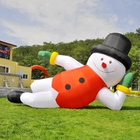 Personalized 5/6/8 Meters width LED lighted Inflatable Santa Claus on Roof / Inflatable snowman with blower for Decoration