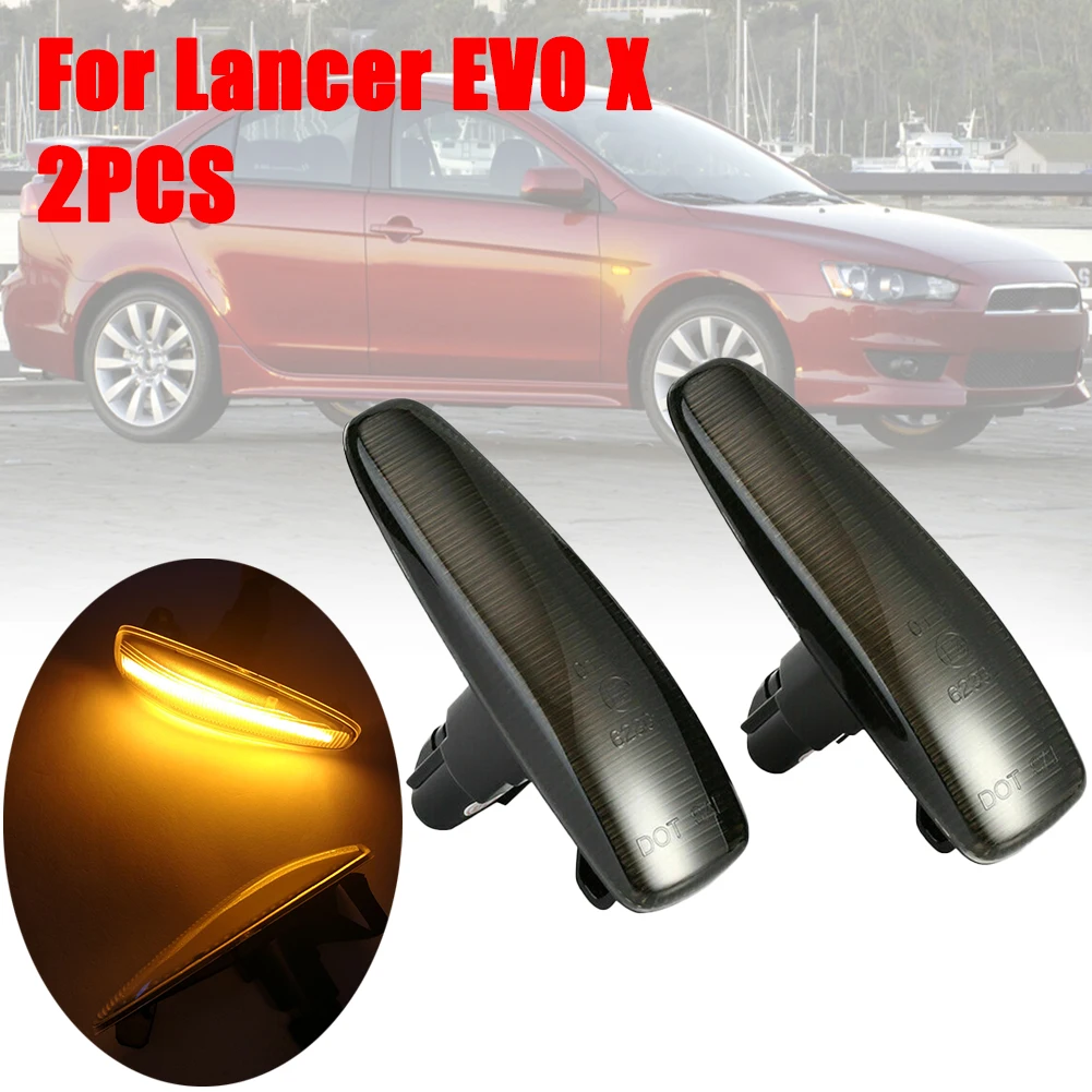 

1 Pair Smoke LED Side Fender Turn Signal Light 8351A001 For Lancer EVO X