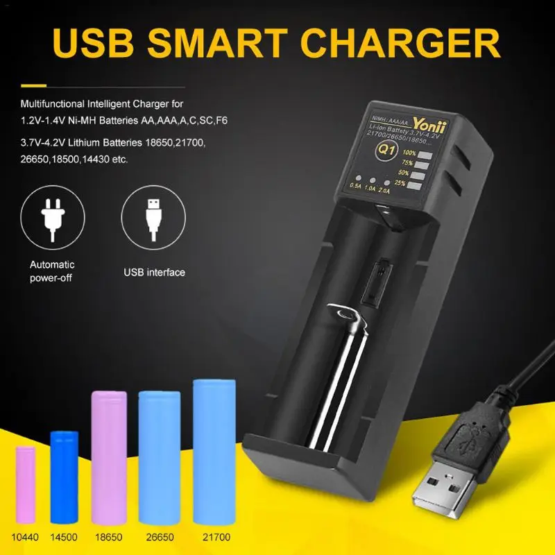 Умное зарядное устройство USB 18650 для Ni MH CD перезаряжаемое li ion 18350 18500 20700 21700 22650 14500