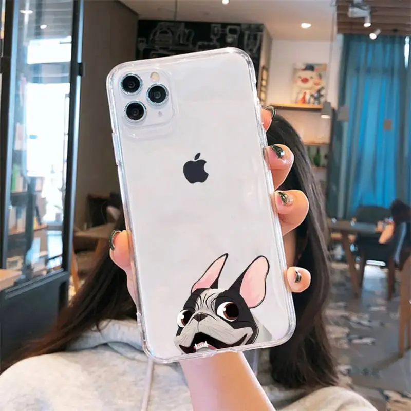 

French Bulldog Phone Case Transparent soft For iphone 5 6 7 8 11 12 s c se plus mini x xs xr pro max cover shell funda