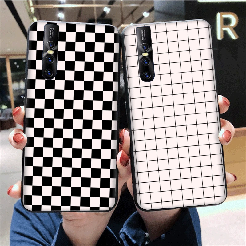Black and white chess board Soft Case for VIVO Y95 Y93 Y91 Y75 Y79 Y85 Y89 V5S V9 V11 V7 V15 Pro Plus Cover | Мобильные телефоны и