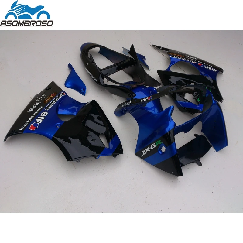 

ABS Plastic Injection Molding Bodyparts for Kawasaki Ninja ZX6R fairing kit 2000 2001 2002 blue black set zx6r 00 01 02 YH06