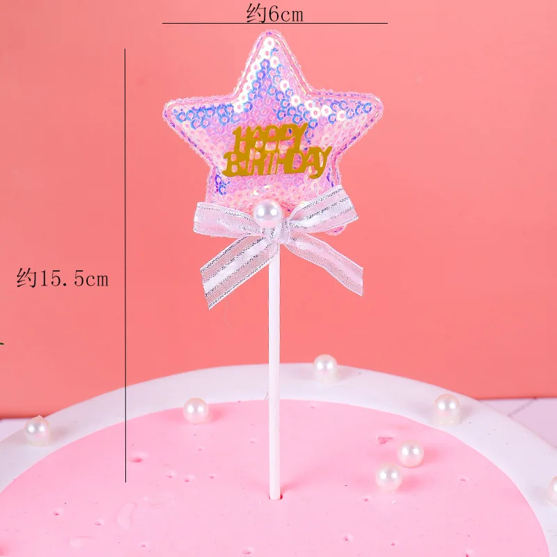 Новинка 2020 Милая блестящая Звезда ручной работы Топпер для кексов товарвечерние