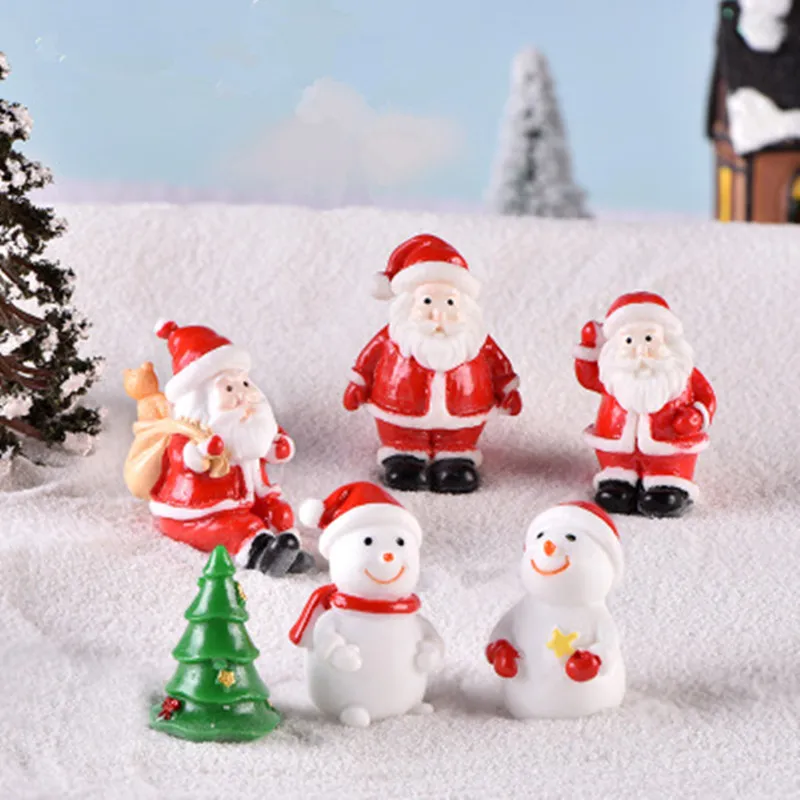 1 шт. мини рождественские украшения миниатюрные Санта-Клаус Снеговик Фея миниатюры садовые статуэтки смолы украшения дома