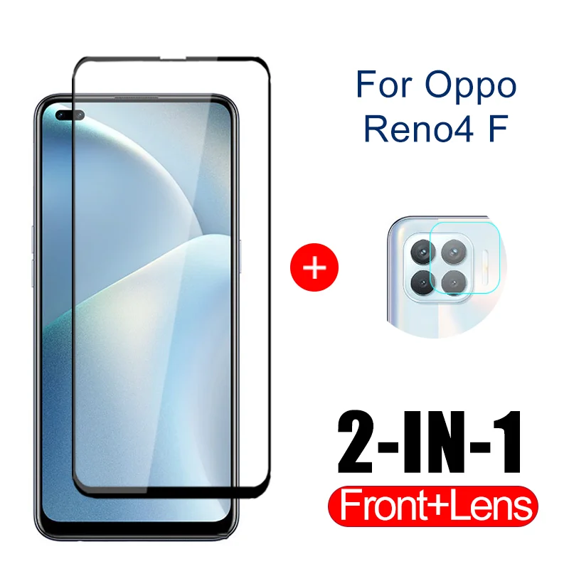 

2-in-1 Front + Lens For Oppo Reno4 F Camera Soft Tempered Glass Screen Protector Safety Protective Film On Reno 4 F 4F 9H Glass