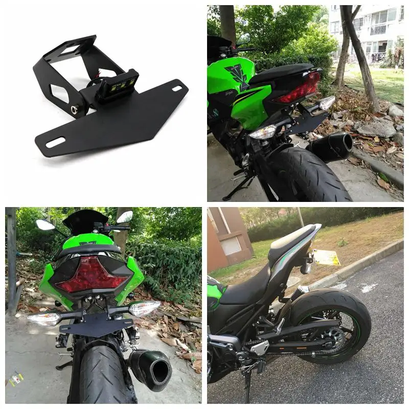 

Motorcycle License Plate Bracket Motorsports License Plate Frame with Light Compatible for KAWASAKI NINJA250/400 Z900 z650 r25