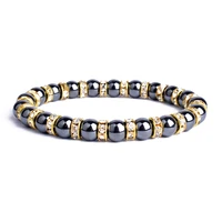 fashion natural hematite beads bracelets men energy stone health protection women jewelry new crystal stone stretch charm bangle