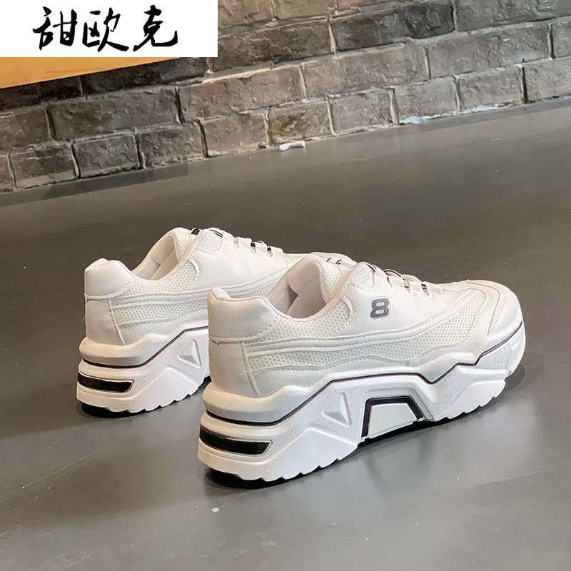 

2021 Women's Shoes Spring Women's Mesh Breathable Sneakers Fashion Walking Platform Shoes New Comfortable Lace-up Casual Shoes