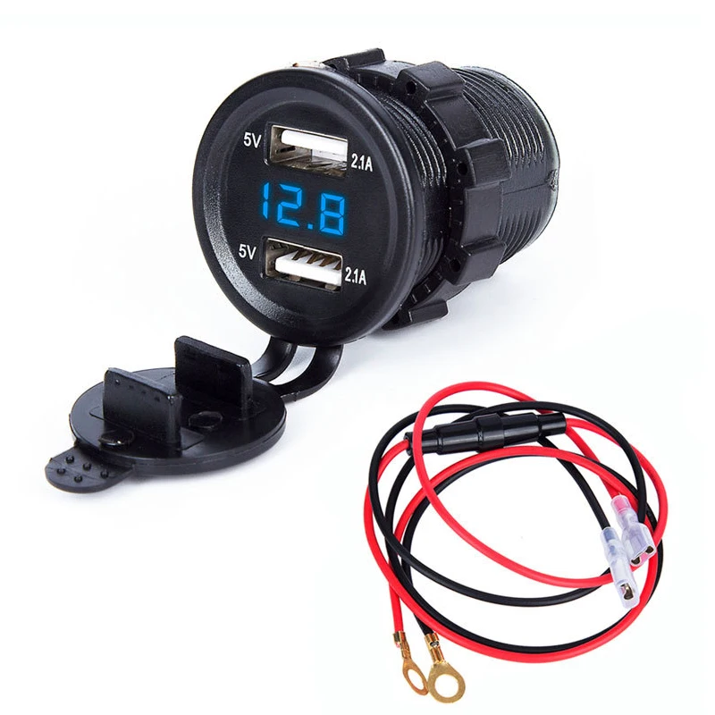 USB Зажигалка для мотоцикла 2 порта 2.1A автомобильное зарядное устройство цифровой