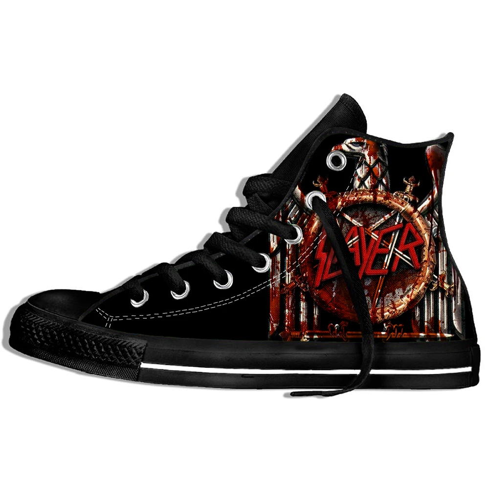 2019 Горячая Мода Печать высокие кроссовки металл группа Slayer унисекс Повседневная