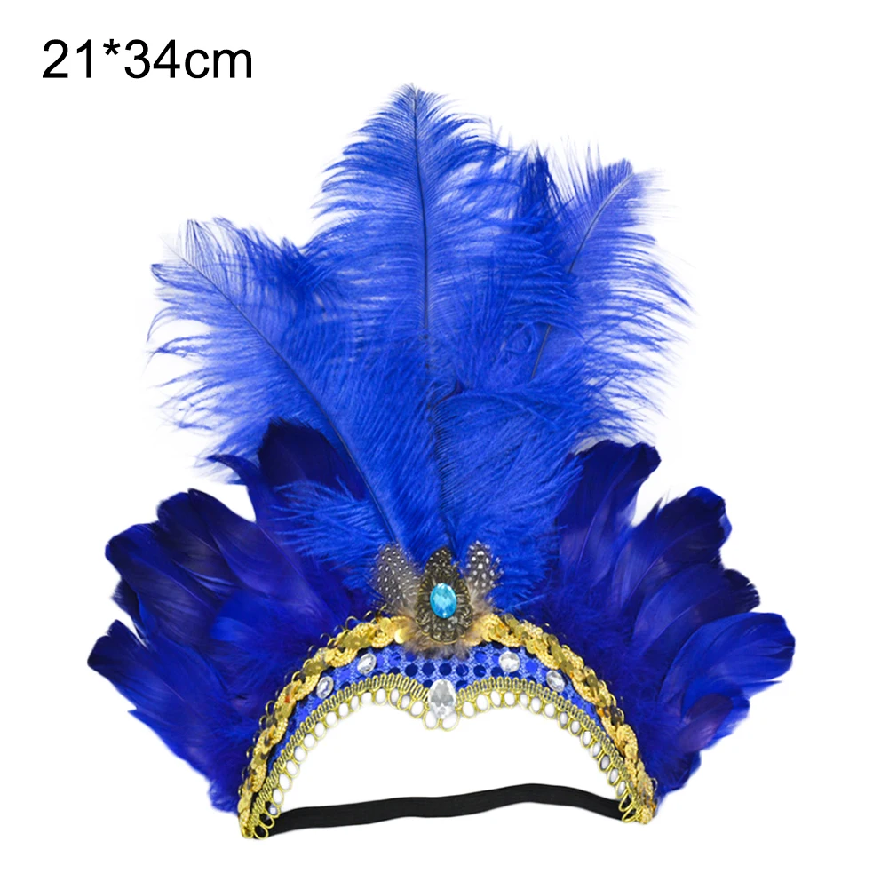 

Women Sequins Rhinestone Feather Headband Show Halloween Dancing Party Headpiece