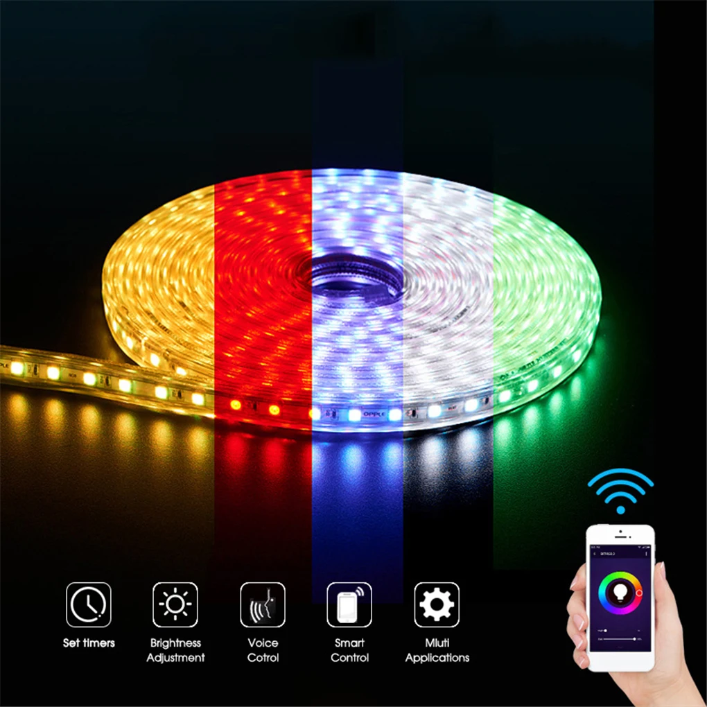 

Световая лента s 1600K 60 Вт, светодиодная Wi-Fi светильник вая лента с дистанционным управлением, гибкая Водонепроницаемая светодиодная лента дл...