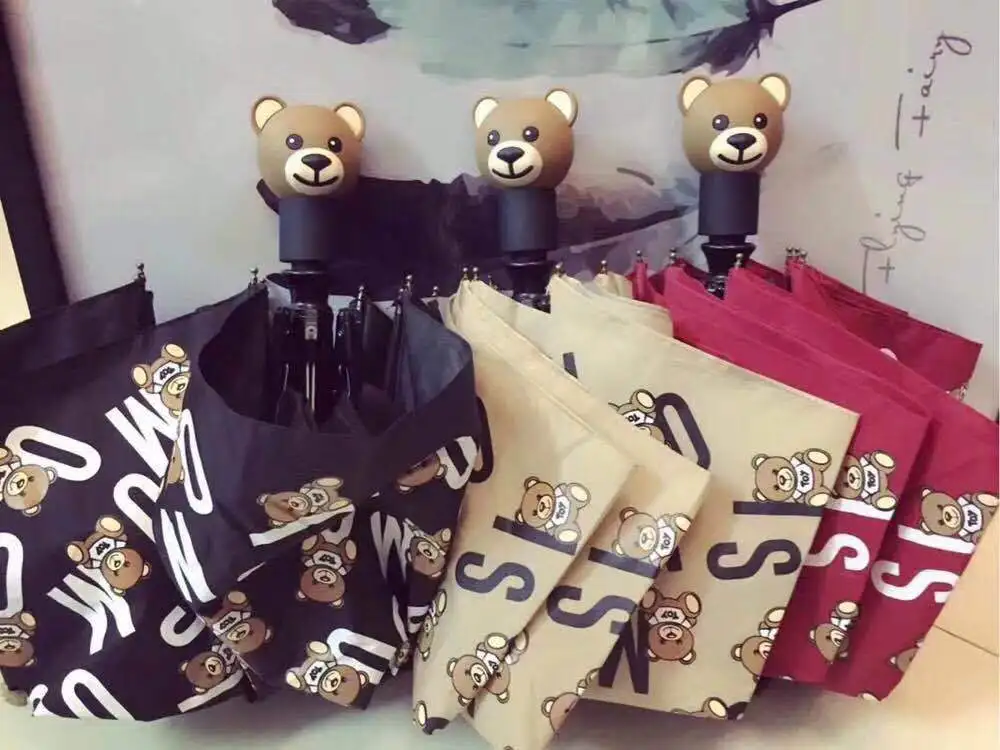 

Big Trendy Brand Bear Head Personality Cute Umbrella Fully Automatic Folding Sunscreen Umbrella Sun and Rain Dual-use Umbrella