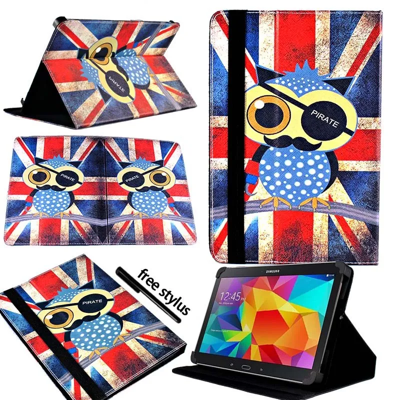 Owl Pirate KK&LL для samsung Galaxy Tab 4 10,1 SM-T535 SM-T533 SM-T536-Кожаная подставка для планшета Чехол-книжка чехол+ Бесплатный стилус - Цвет: Owl Pirate