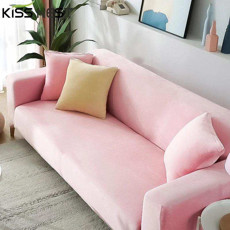 

Elastic All-Inclusive Sofa Covers for Living Room, Covers For Sofas Chaise Lounge,Brushed,Pink Color 1/2/3/4 Seater