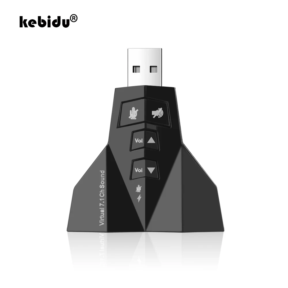 Kebidu 1 шт. Горячая Распродажа внешняя звуковая карта 7 каналов USB 3D для ноутбука ПК