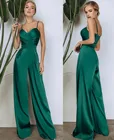 Женский Классический Длинный комбинезон, зеленое вечернее платье с карманами, роскошное ТРАПЕЦИЕВИДНОЕ плиссированное платье до пола для вечеринки