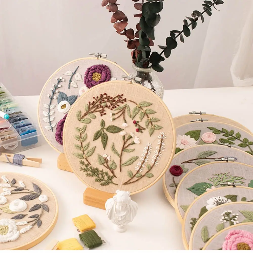 DIY Embroidery Kits European Style Flowers Plants Pattern Frame Hoop Cross Stitch Punch Needle Thread Sewing Craft Kit New | Дом и сад