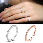 LByzHan 925 стерлингового серебра розовое золото с украшением в виде кристаллов Свадебные женские серебряные кольца для женщин простой геометрический кольцо из стерлингового серебра ювелирные изделия