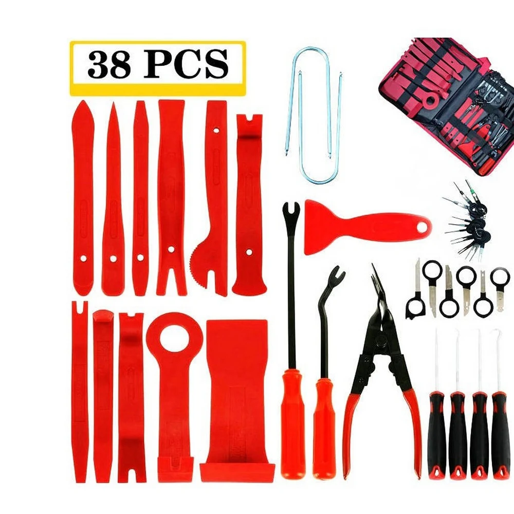 

38 Pieces Car Disassembly Tool Interior Kit Audio Removal Trim Panel Instrument Panel Pry Door Clip Car Repair Tool Accessories