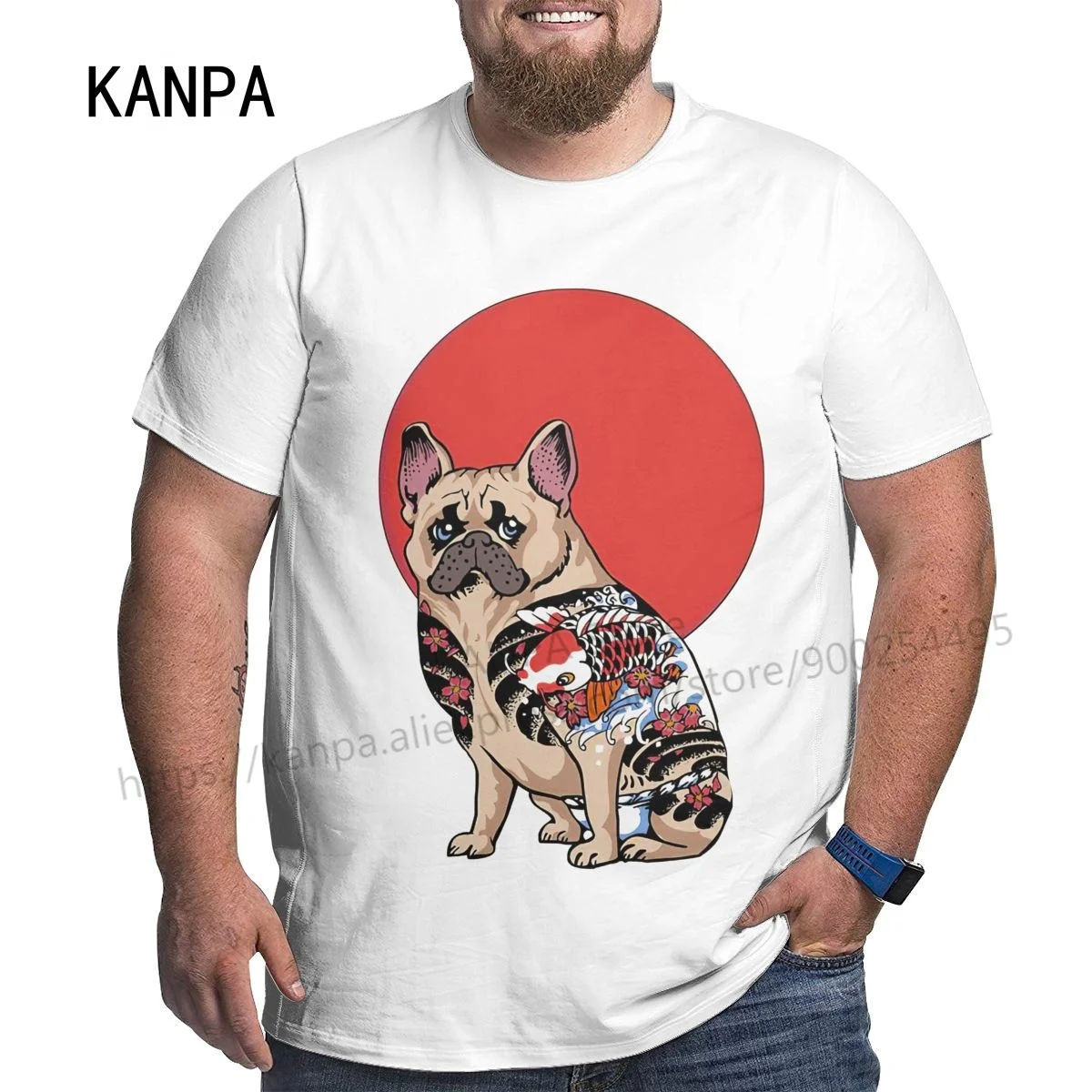 Футболка мужская оверсайз с рисунком собаки и солнца свободная рубашка из белого