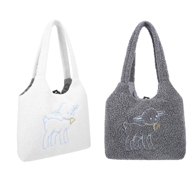 

Women Ladies Lamb Embroidery Shoulder Bag Top Handle Tote Purse Messenger Satchel Shopping Bags D0UD